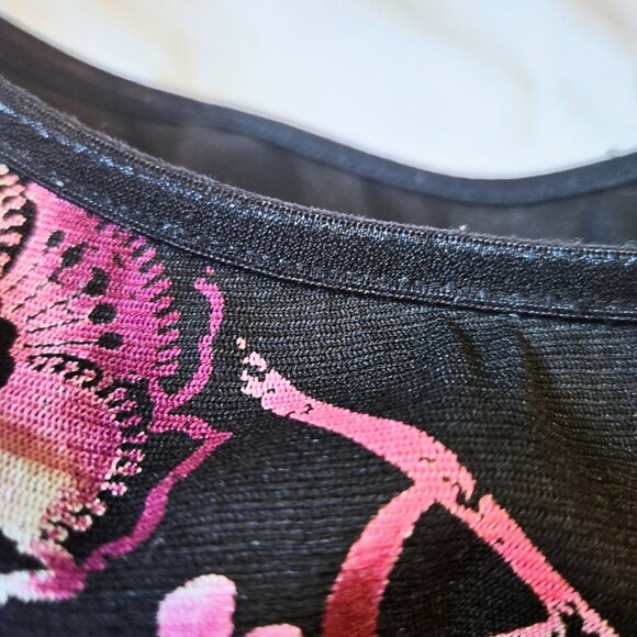 Wrapper Y2K Black & Pink Floral A-Line Knee-Length Skirt Size M - Picture 2 of 7